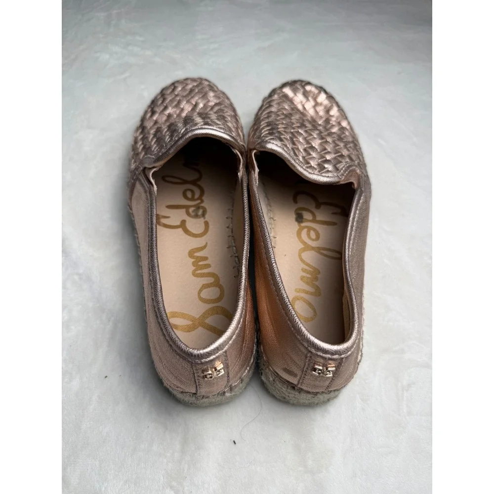 Sam Edelman Catherine Rose Gold Woven Leather Espadrille Flats 9M